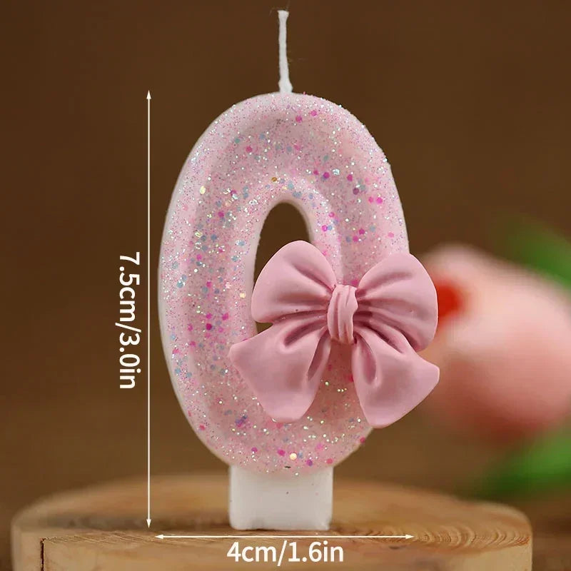 New number cake candle pink glitter birthday candle 1 2 3 4 5 6 7 8 9 3D number candle cake topper birthday party cake decor