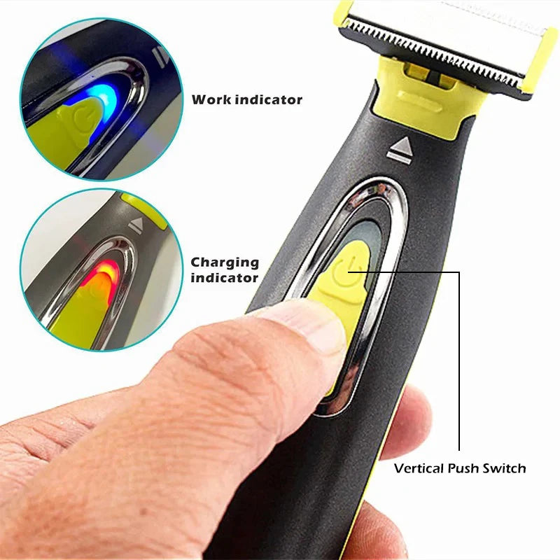 Rasoir électrique portable pour hommes et femmes — USB, lame en T, corps entier, lavable
