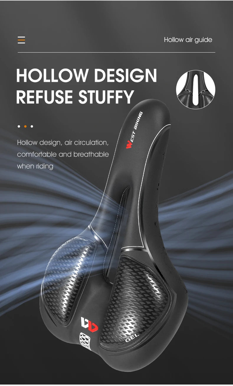 Selle vélo route et VTT en PU — respirante, souple, coussin ergonomique, course