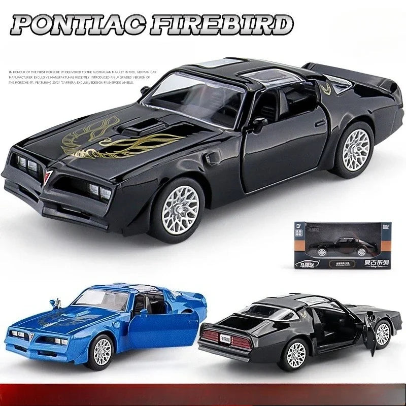 Simulación 1:36 Pontiac Firebird aleación coche deportivo modelo fundido a presión vehículos de juguete de metal para niños colección de coches en miniatura