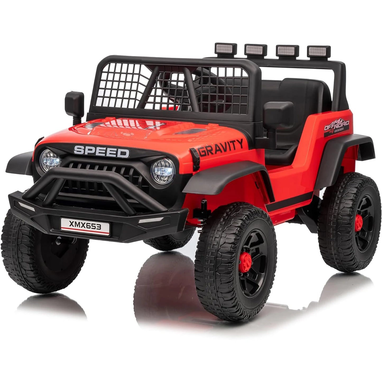 Coche camión para niños de 12V con control remoto parental, 3 velocidades, freno de emergencia, luces LED, música y bocina, vehículos eléctricos para niños