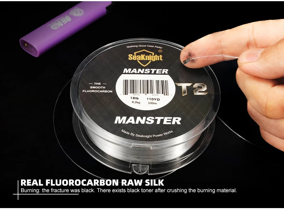 SeaKnight marque MANSTER T2 série 100% ligne de pêche en fluorocarbone 100M, ligne en Fiber de carbone 3-35LB mise à niveau ligne coulante pêche en mer