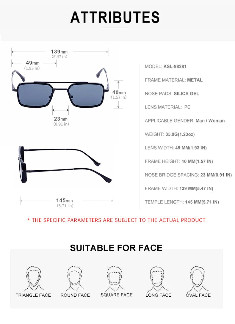 Lunettes de soleil carrées Steampunk hommes et femmes — punk, rétro, mode, vintage, 2025
