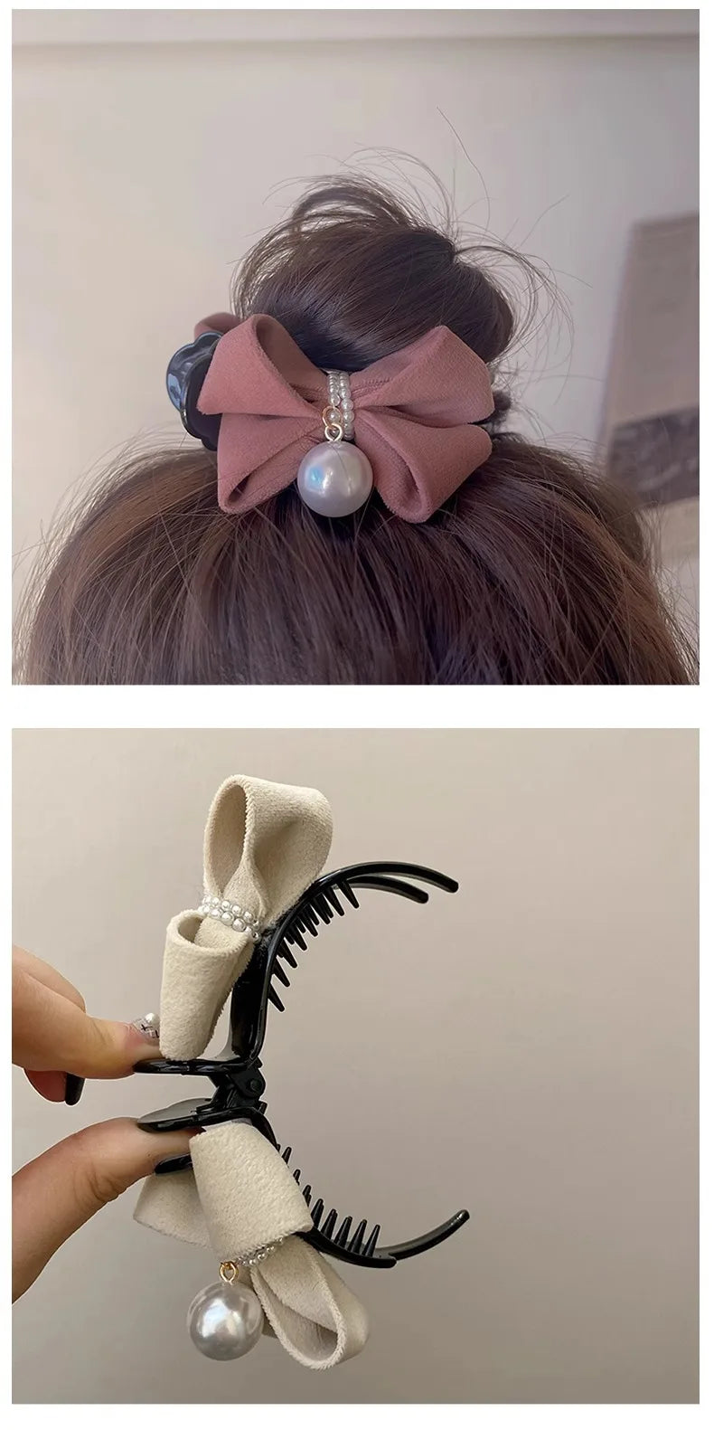 1 morceau d'arc, pince à perles, tempérament, pince requin, accessoire pour cheveux en tissu de Style doux coréen, Accessoires pour cheveux de fille