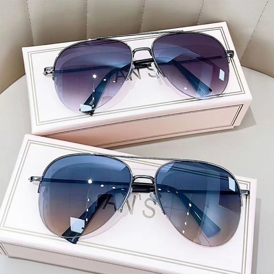 Lunettes de soleil dégradées mode pour hommes — pilote, grande monture, anti-reflet