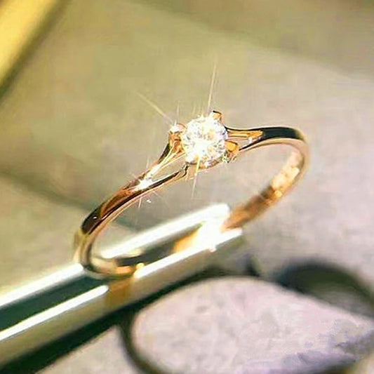 Bague de Mariage Minimaliste Femme — Zircone Cubique 4mm Fiançailles Élégante