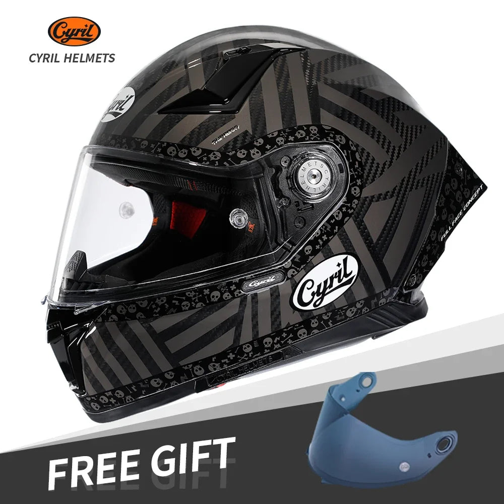 Casque Moto Intégral Fibre Carbone Kevlar — Léger Course DOT ECE Unisexe