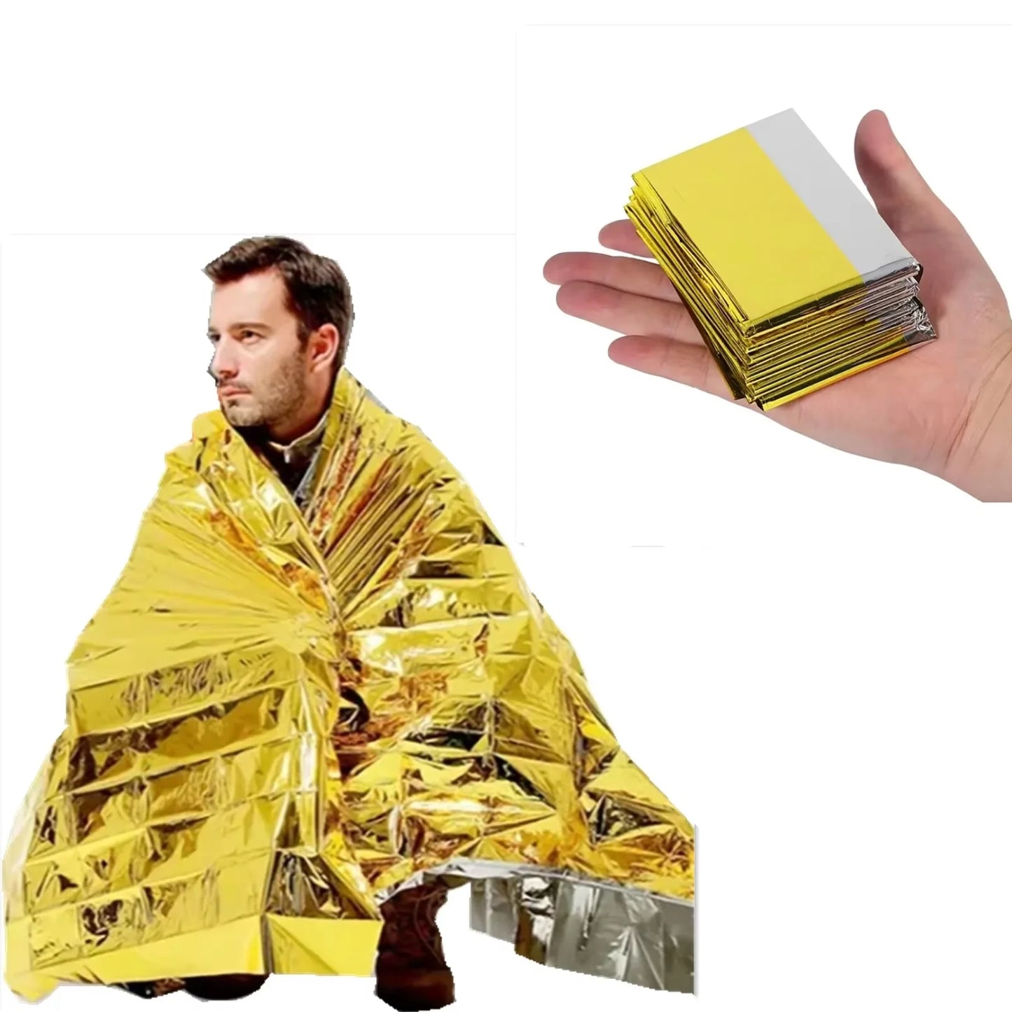 Couverture de survie d'urgence extérieure en argent d'or, imperméable, rideau de sauvetage de premiers secours, feuille militaire thermique, 5 à 30 pièces, 130x210cm