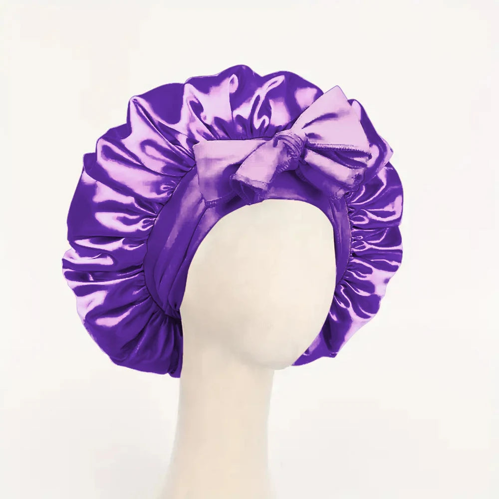 Bonnet réglable en satin pour hommes et femmes — dormir, cheveux, bande lourde