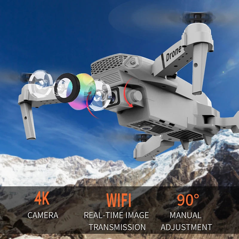 New E88 Pro 2026 Drone, 4K HD Dual Camera, FPV, 13 Minutes Flight Time, Long Range, Foldable RC Quadcopter, Mini E88 Pro Drone, Boys' Toy