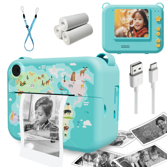 Kids Digital Camera, Kids Instant Camera, HD 1080P Video Recorder, Mini Thermal Printer for Toddlers, Birthday Gifts