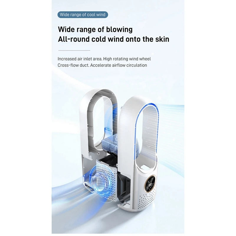 Refroidisseur d'air USB portable sans feuilles, ventilateur électrique, 6 vitesses, minuterie silencieuse, climatiseur, ventilateur de refroidissement, humidificateur, ventilateur de conditionnement