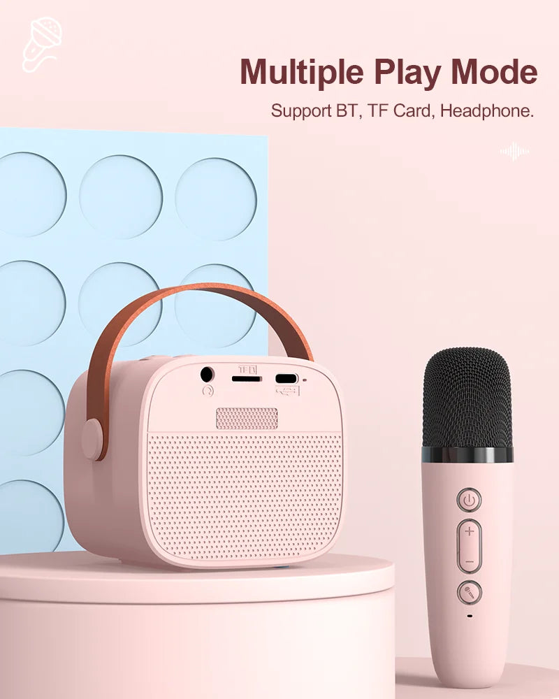 Altavoz Bluetooth inalámbrico Lenovo K1 con 2 micrófonos, máquina de karaoke con luz respiratoria para cantar en familia, regalos para niños