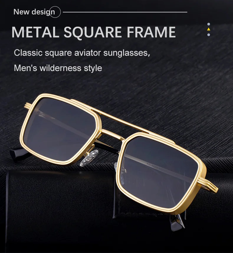 Lunettes de soleil carrées Steampunk hommes et femmes — punk, rétro, mode, vintage, 2025