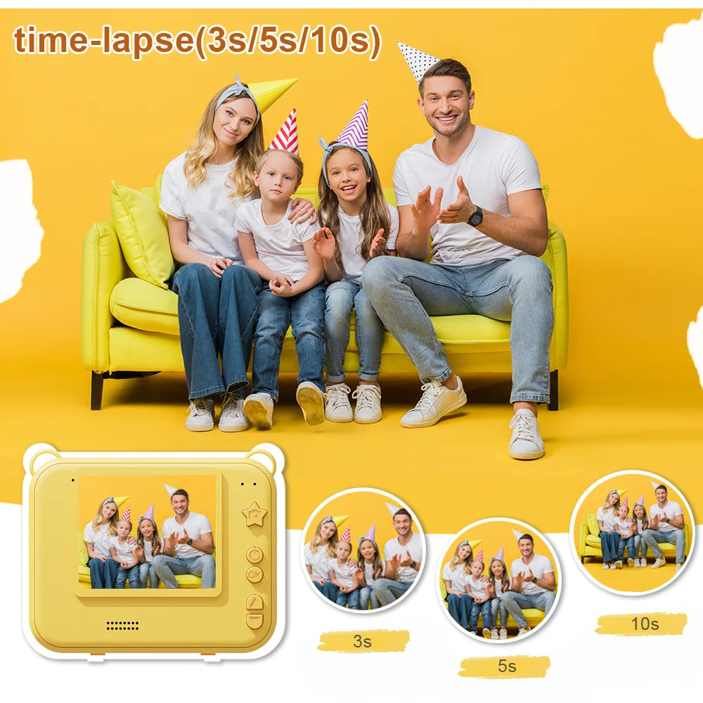 Cámara digital para niños, cámara instantánea para niños, grabadora de video HD 1080P, miniimpresora térmica para niños pequeños, regalos de cumpleaños