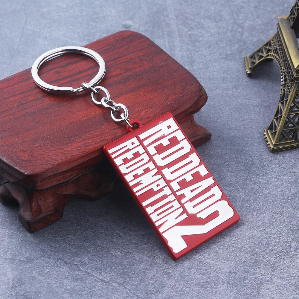 Jeu RDR2 Arthur Morgan Revolver porte-clés rouge mort rédemption 2 porte-clés Western Cowboy Fans cadeau Cosplay hommes femmes sac bijoux