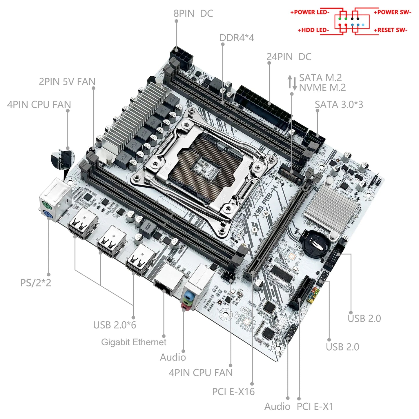 Kit de carte mère MACHINIST White X99, processeur Xeon E5 2640 V4 LGA 2011-3 en option, DDR4 2*8G = 16GB RAM NVME/SATA M.2 PR9-H Combo
