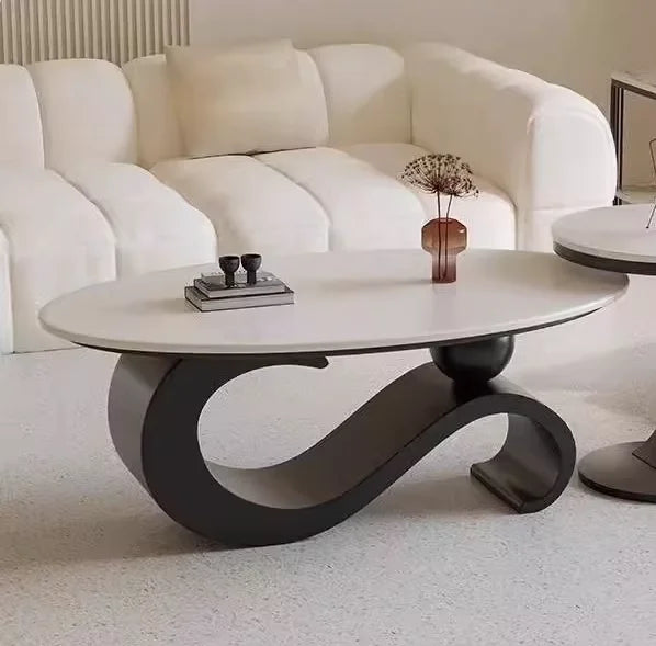 Mid-Century Retro Coffee Table, Oval Luxury, Nordic, Aesthetic, Classic, Living Room Low Table, Home Furniture