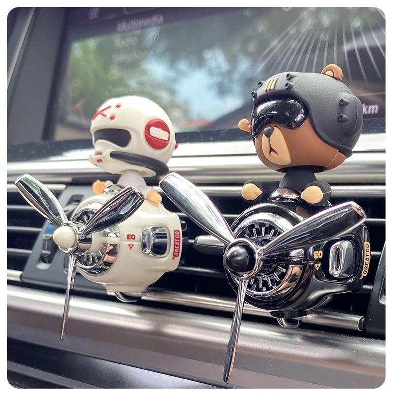 Tête secouer hélice rotative avion cool ours pilote voiture désodorisants accessoires décoration amusant diffuseur parfum parfum hommes