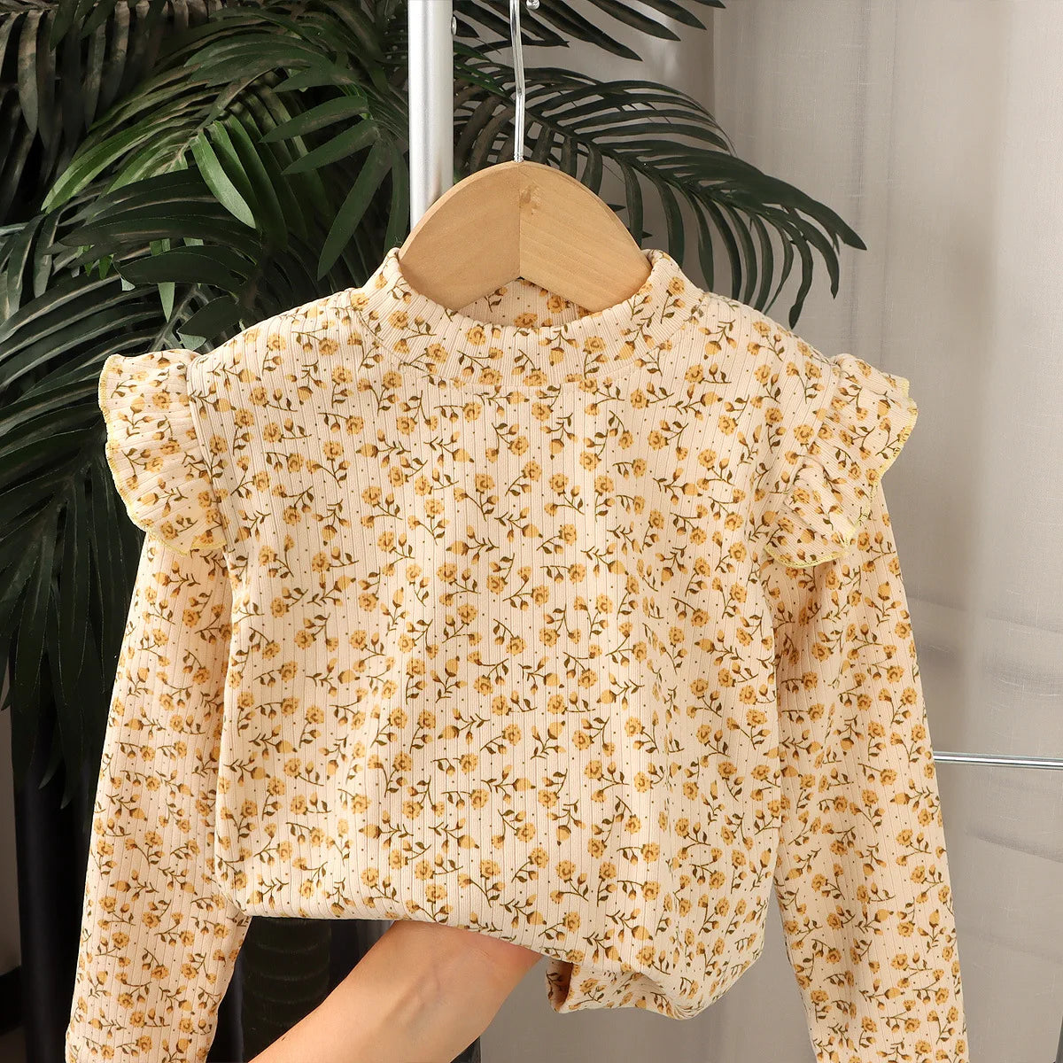 Maillot de corps à manches longues pour enfants, joli t-shirt à pois floraux, chemise en Y douce pour enfants, garçons et filles, 2-10T