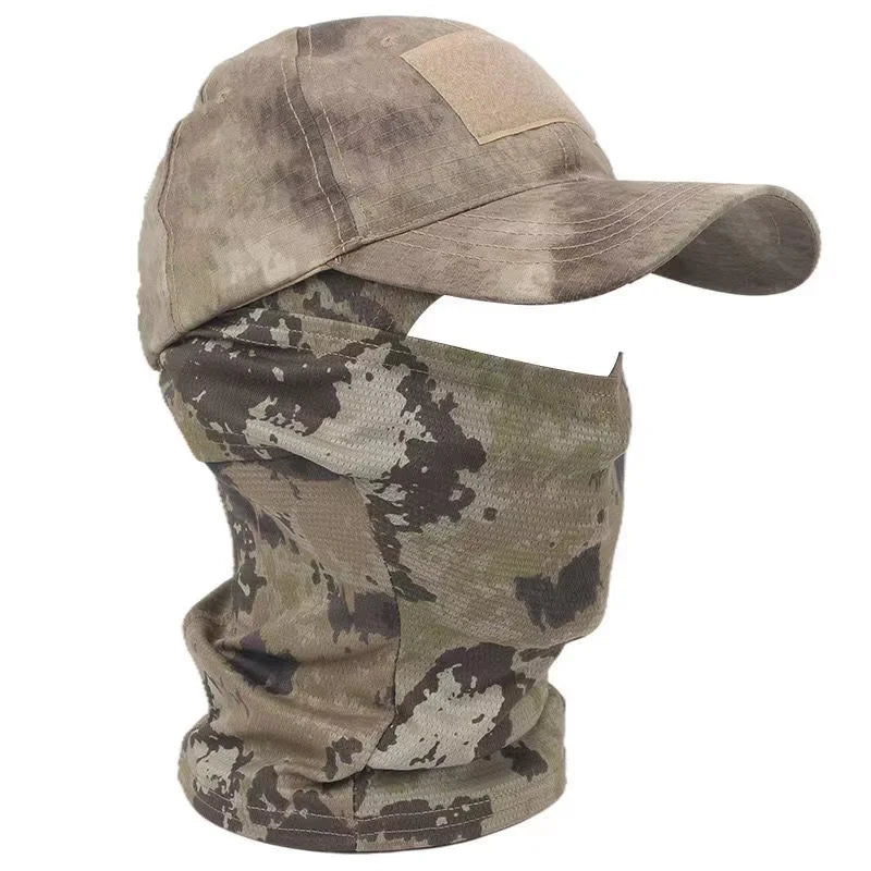 Casquette de baseball tactique camouflage, pour la pêche en plein air, la randonnée, la chasse, les sports, protection solaire, respirante, camouflage, cagoule, demi-masque de ski