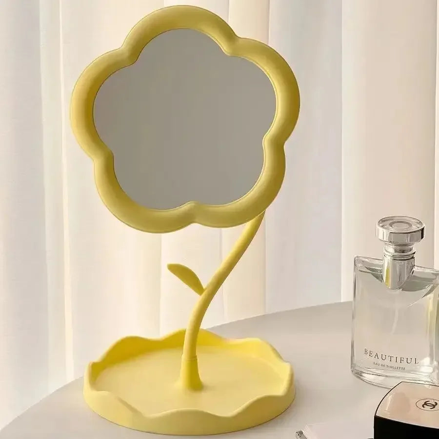 Miroir de bureau Design floral mignon, décoration créative pour chambre à coucher, cadeau de haute valeur esthétique, miroir décoratif de vanité de Style Gao Yan