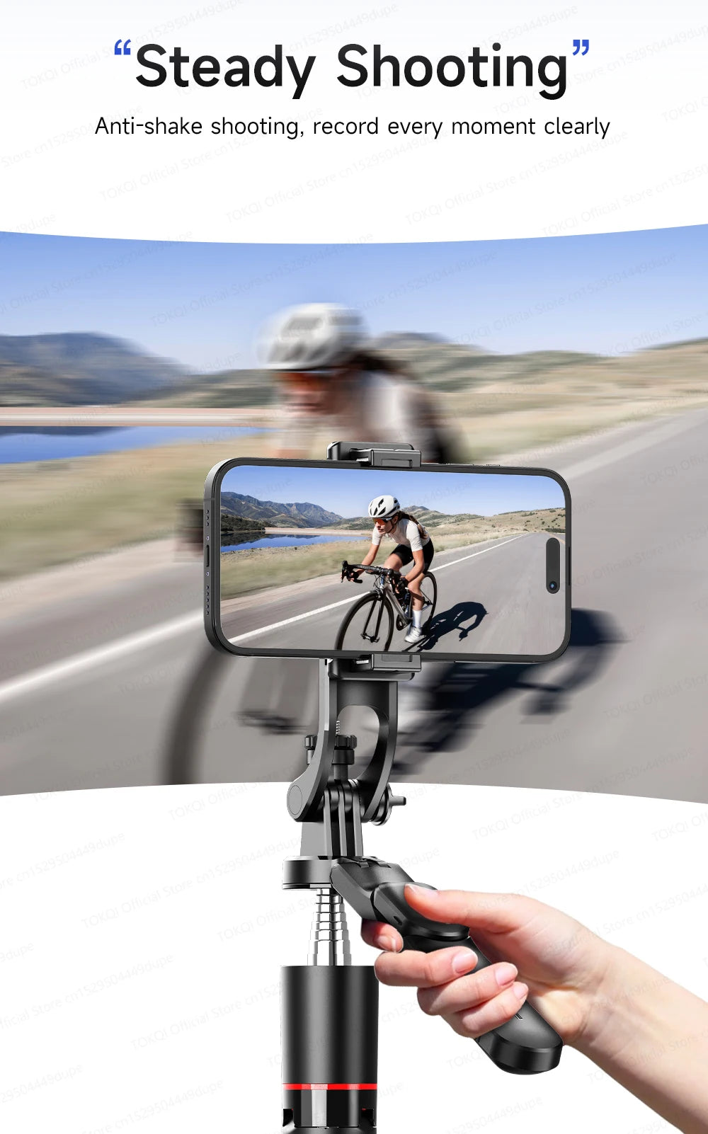 TOKQI — Bâton Selfie Extensible 360° Télécommande Bluetooth & Lumière Optionnelle