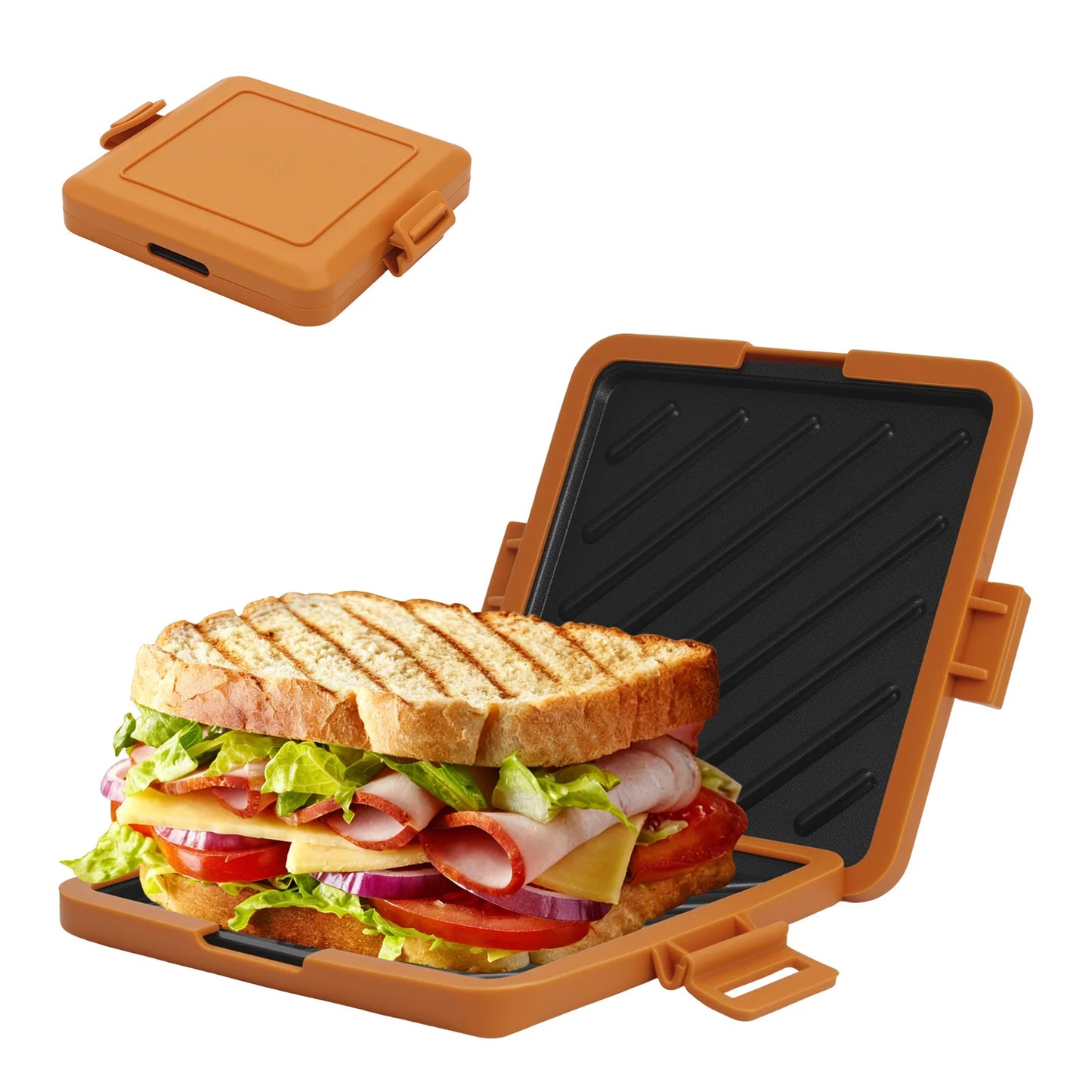 Machine à petit-déjeuner à sandwich micro-ondes, design compact, peut fabriquer des sandwichs, des toasts du petit déjeuner, des hot-dogs - comprenant des livres de recettes