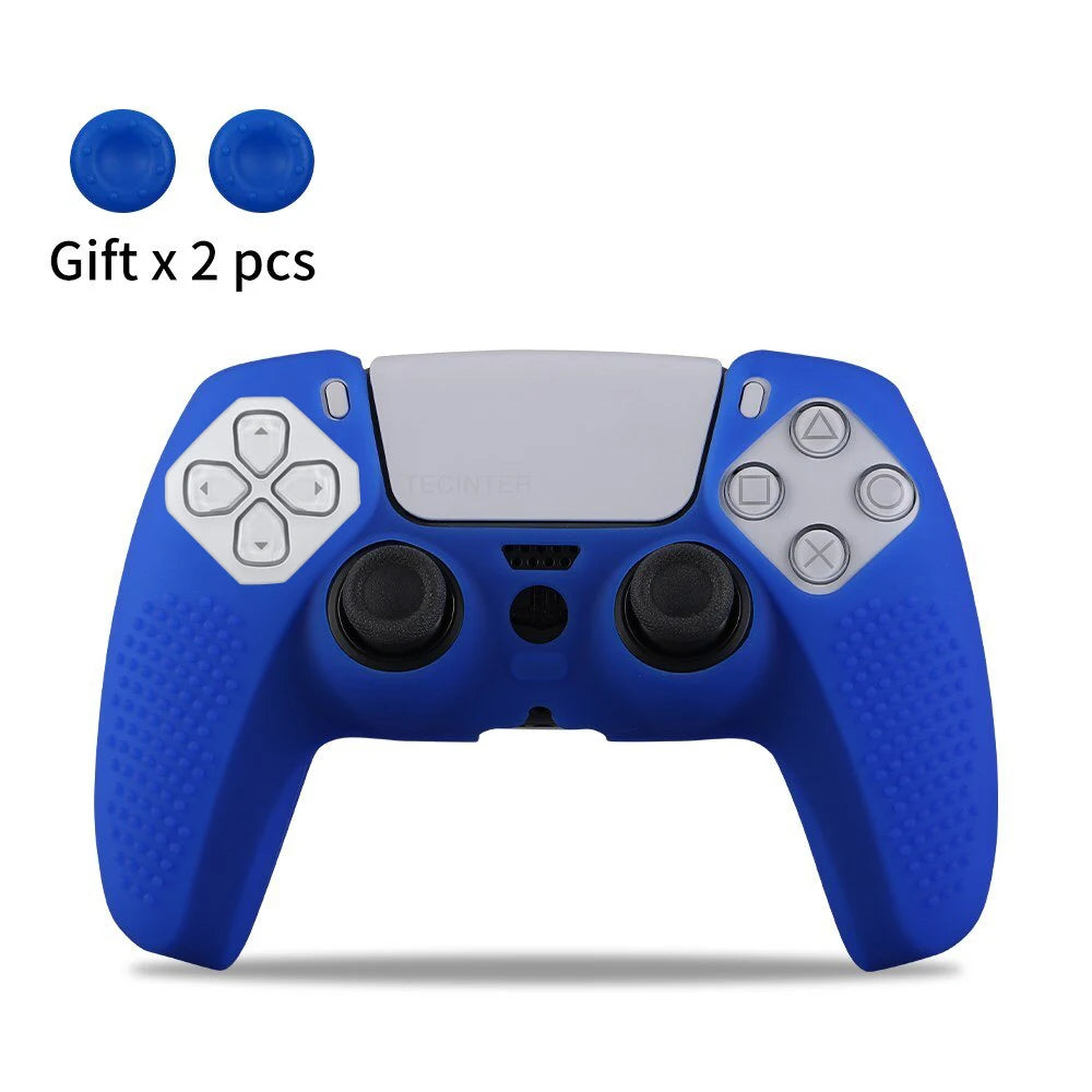 Housse de protection en silicone pour manette de jeu Slim — étui en caoutchouc antidérapant avec capuchons de poignées de pouce