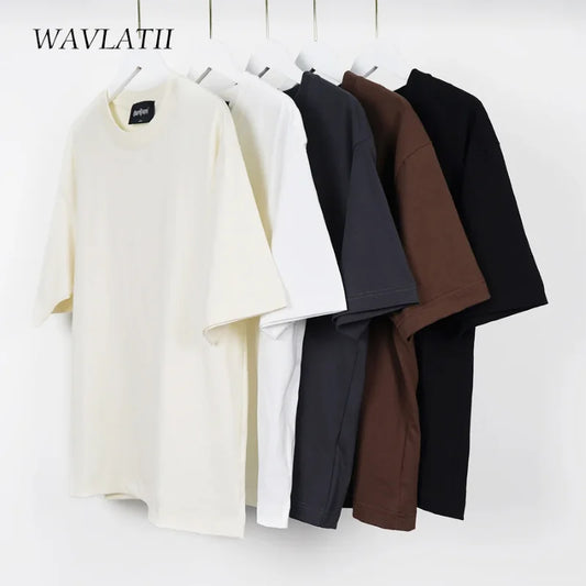 100% Cotton Men Women Summer T-shirt Loose Short Sleeve Casual Basic T-Shirt Round Neck Solid Color Breathable Unisex Tops