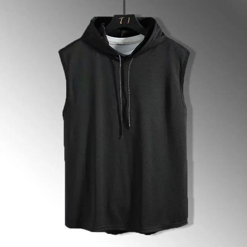 Brand New 2023 Solid Color Men's Tank Tops Sleeveless Vest T-Shirts for Men Hooded Men's Vests Tops Hip Hop Men's Tank Top T-Shirt