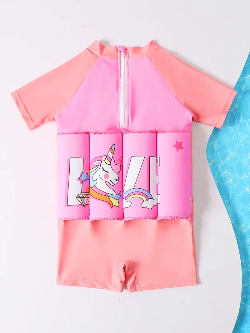 Maillot de Bain Flottabilité Enfant — Dessin Animé, Une Pièce, Protection Anti-Éruption, Garçon & Fille