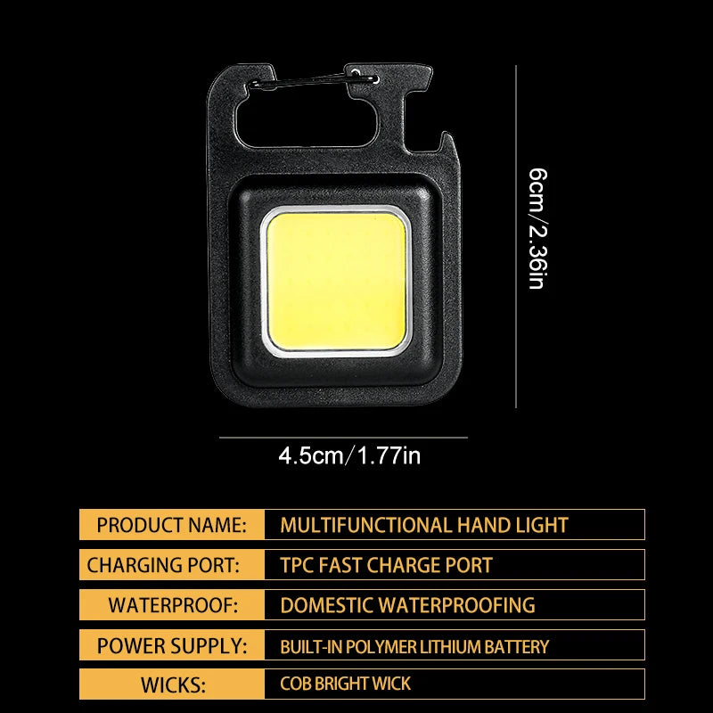 MINI linterna de llavero COB superbrillante, lámpara de carga, luces de camping con imán, 3 modos de iluminación para camping y hogar
