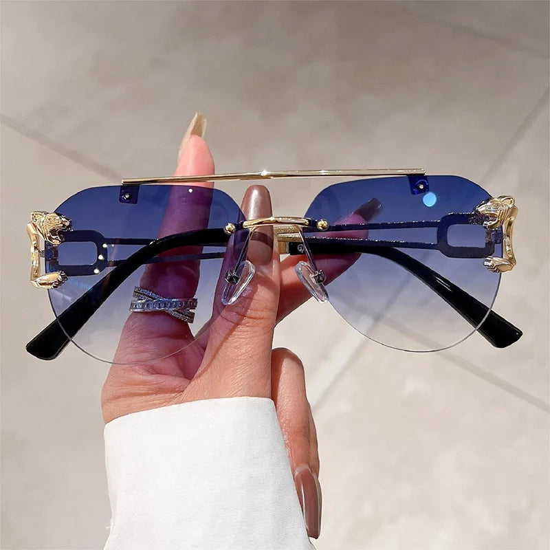 Lunettes de soleil vintage sans monture pour femmes — mode, nuances respirantes, 2023