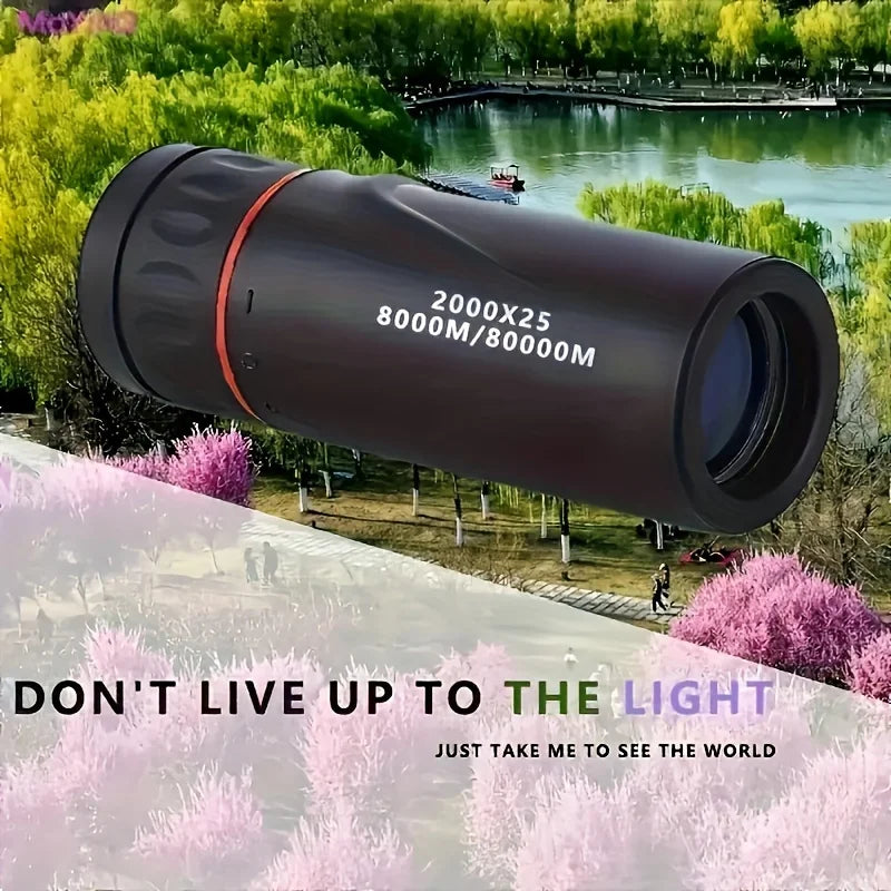 Télescope monoculaire HD 2025 2000X25, portable compact pour les voyages, la randonnée, la pêche, le camping, l'observation des étoiles, les concerts et l'observation des oiseaux