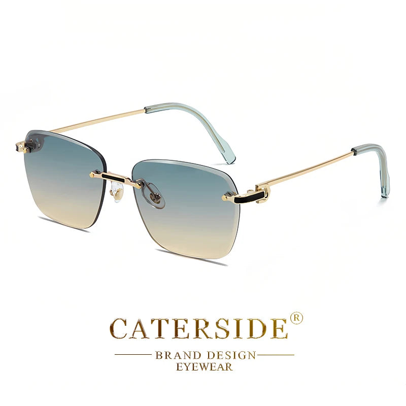 CATERSIDE nuevas gafas de sol sin montura, gafas de sol degradadas para hombre, gafas de sol retro de negocios para mujer, UV400, gafas de sol para hombre