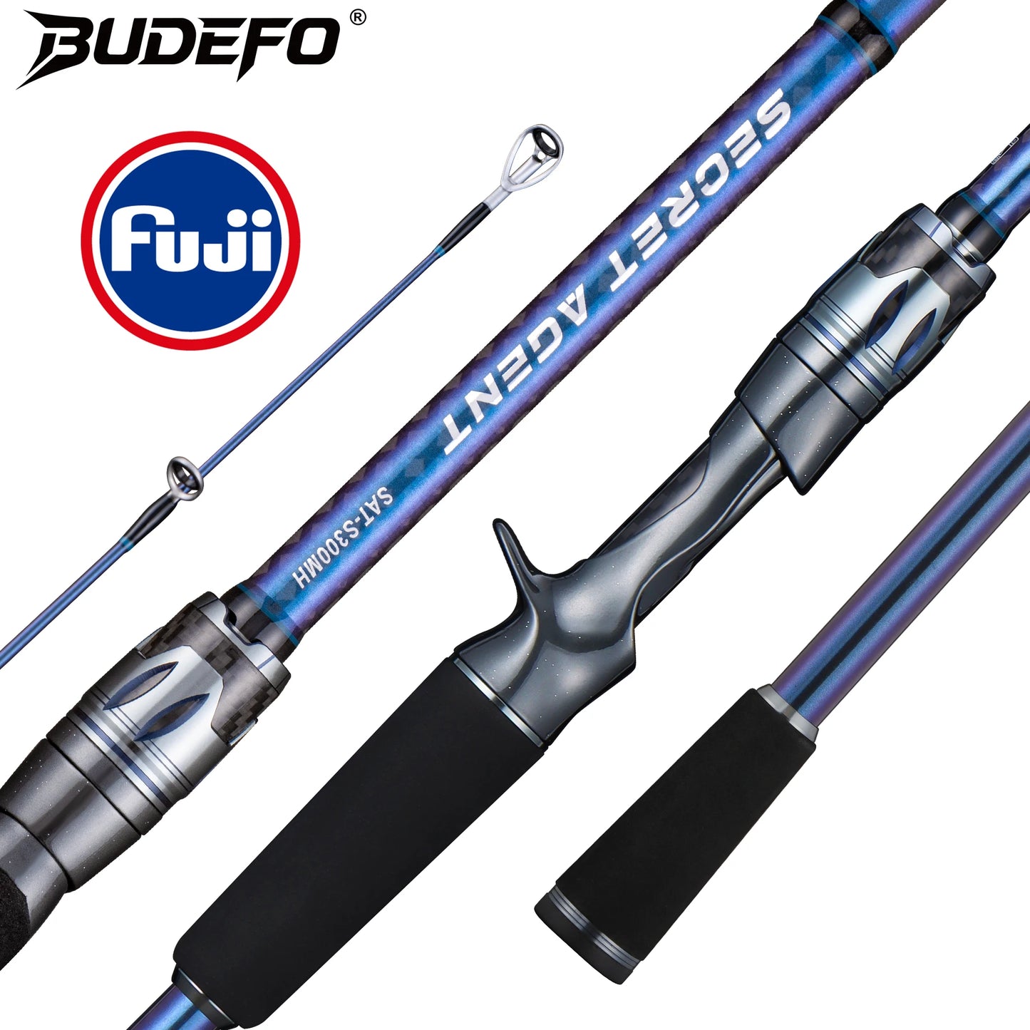 Canne à pêche BUDEFO SECRET AGENT 1.8m 2.4m 3.0m en carbone 30T, spinning et baitcasting, avec guides FUJI, canne de voyage pour leurres 2-70g L/ML/M/MH