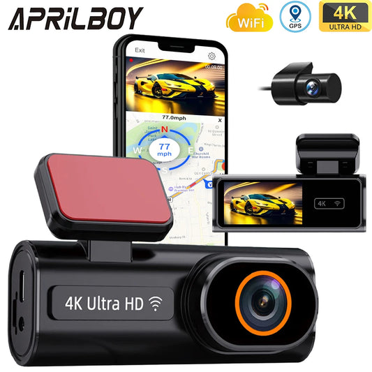 Ultra HD 4K Car Front Dash Cam, Mini WIFI DVR Black Box, with 24H Parking Monitor, Night Vision, Optional GPS/Rear View Camera