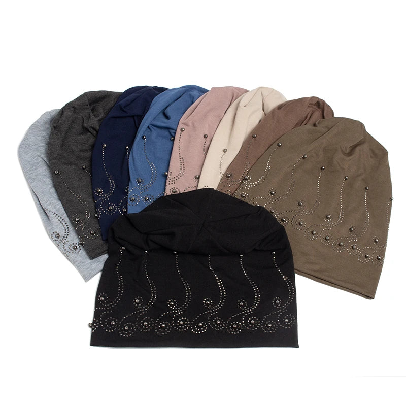 Bonnet en perles biscuits pour femme, cagoule tendance, chapeaux décontractés pour femme, bonnet Skullies, bonnet femme avec chaleur, automne et hiver