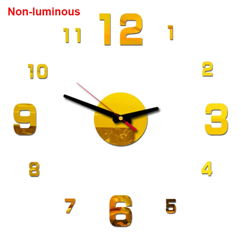 Wall clock DIY Luminous Wall Clock Quartz Watch Acrylic Mirror Stickers Wall Clock Wall Decoration Hot Home Decoration