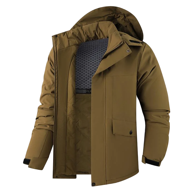 Veste d'hiver épaisse et imperméable pour homme, coupe-vent, chapeau détachable, multi-poches, coupe-vent de travail, Safari