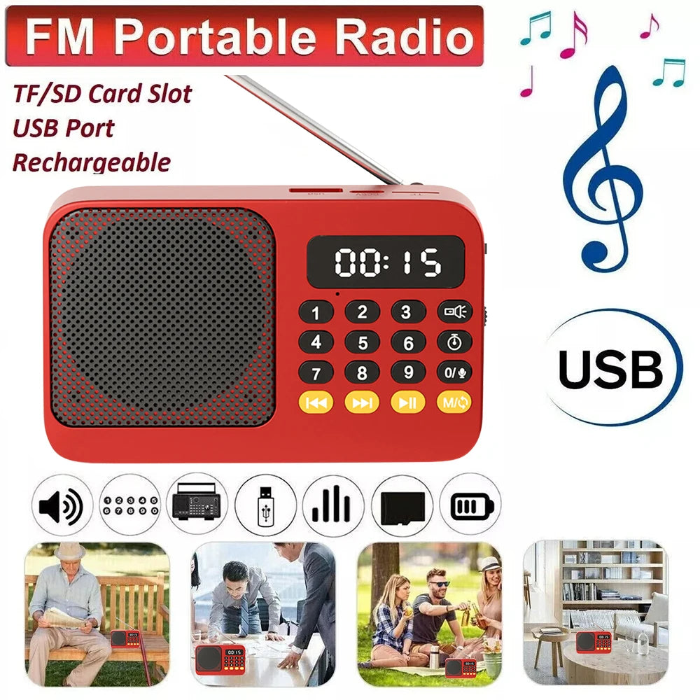Radio FM Portable Bluetooth 5.0, petite boîte de son rechargeable d'urgence, Mini haut-parleur Vintage, lecteur Mp3, Support carte TF, lecteur USB