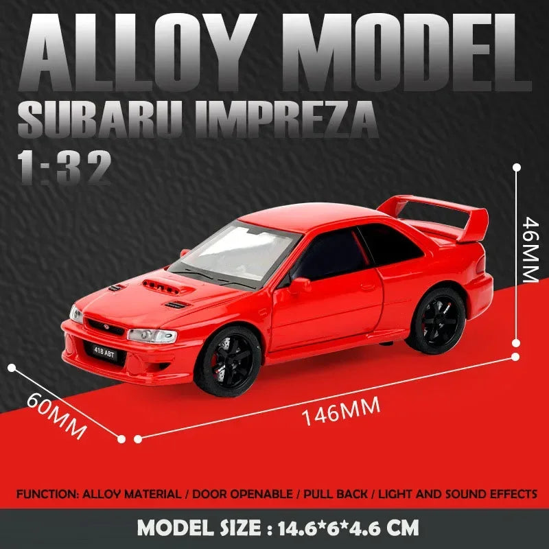 Simulation 1:32 Subaru Impreza WRX 22B STI Modified Diecast Alloy Metal Car Model Miniature Car for Kids Boys Birthday Gift