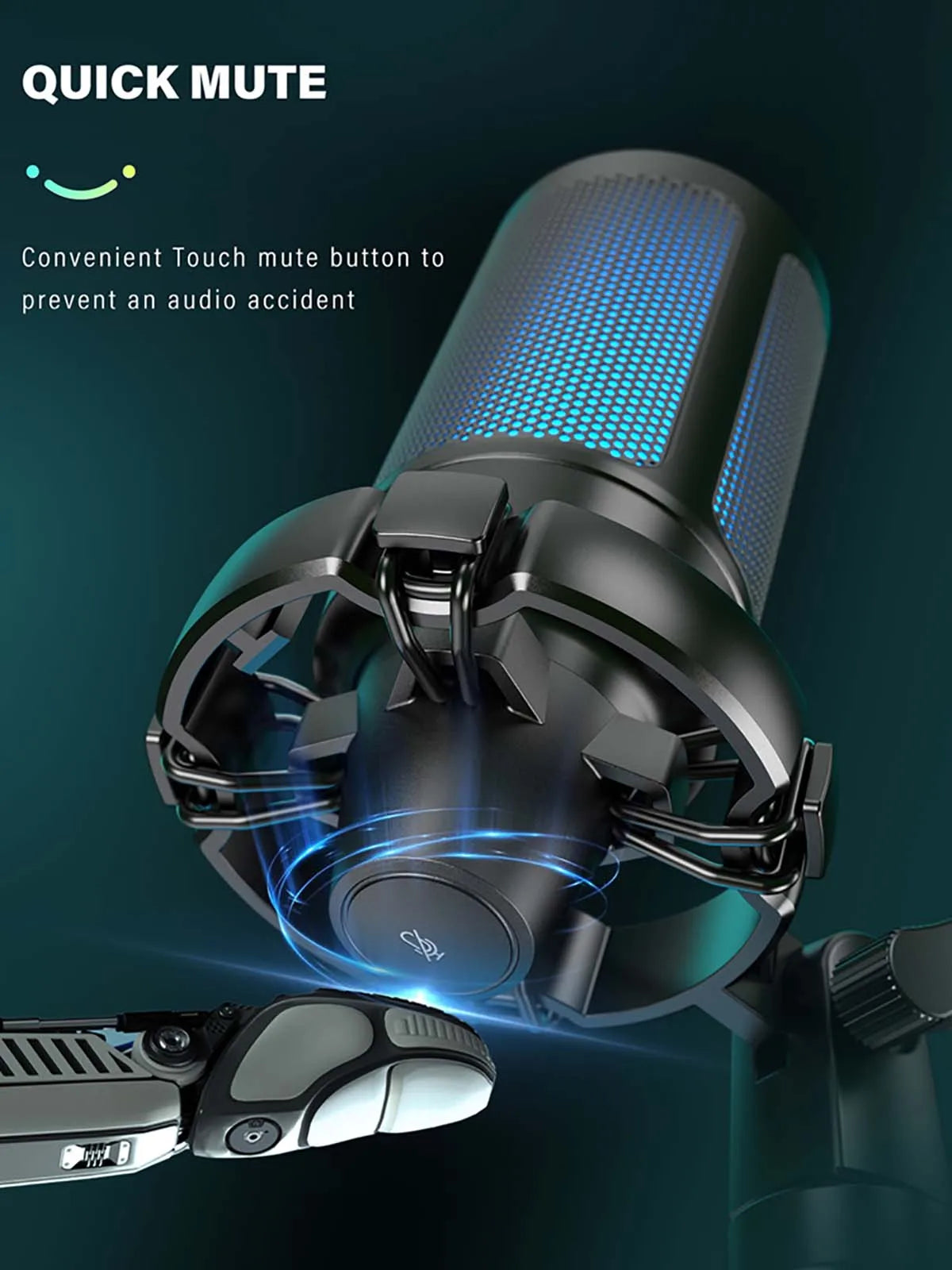 FIFINE AmpliGame A2 – Microphone USB gaming RGB avec sourdine tactile et trépied pour PC, PS4/5 et laptop
