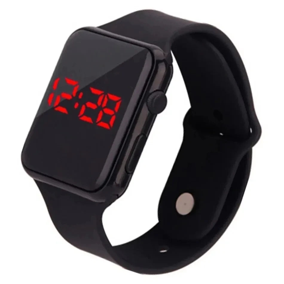 Montre Numérique Sport LED Silicone Noir — Mode Décontractée Homme Femme