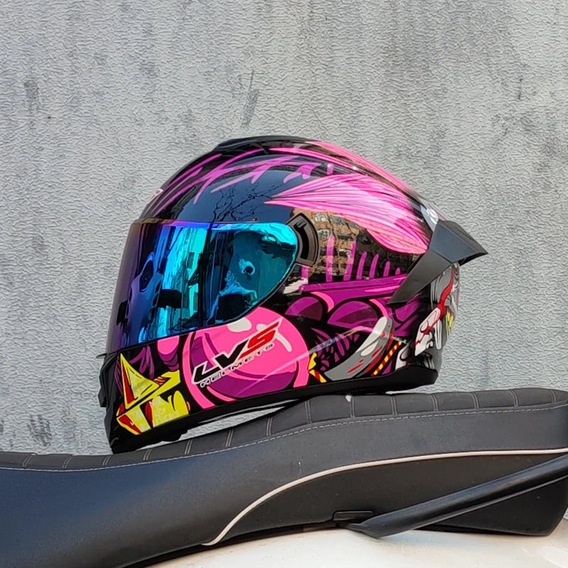 Casques moto pour hommes et femmes — double lentille, locomotive