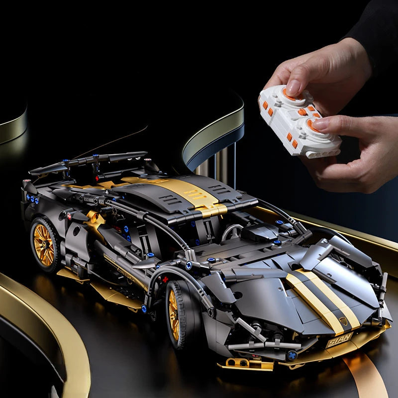 Blocs de construction de course de supercar noir, technologie 1:14, voiture en brique assemblée, jouet, cadeau d'anniversaire pour garçons
