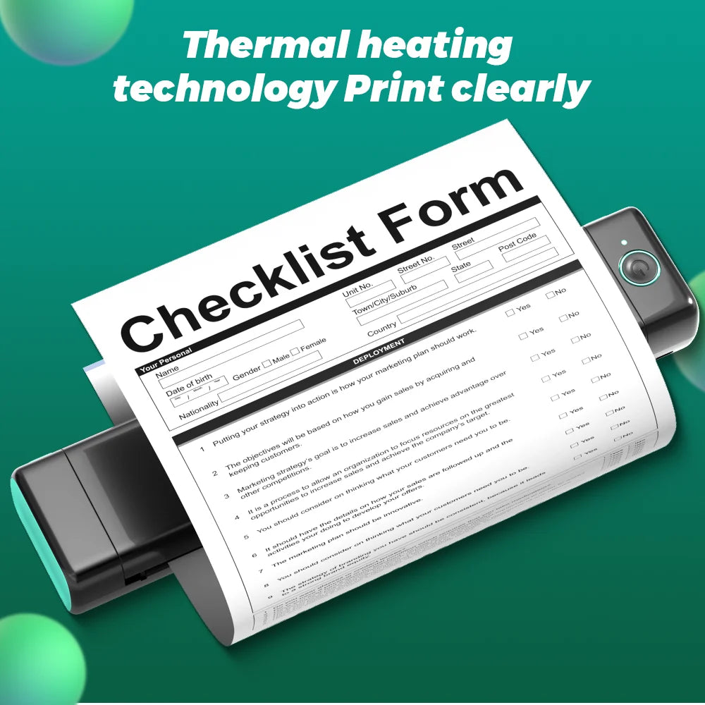Papier thermique A4 pour imprimante portable — séchage rapide, continu, 2 rouleaux