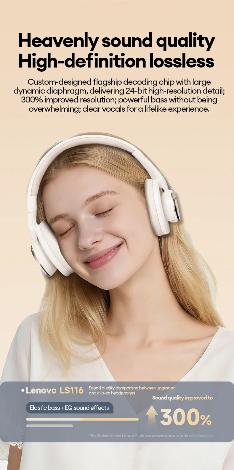 Auriculares gaming inalámbricos Bluetooth 6.0 Lenovo, auriculares plegables deportivos, auriculares supraaurales con micrófono HD, regalos LS116
