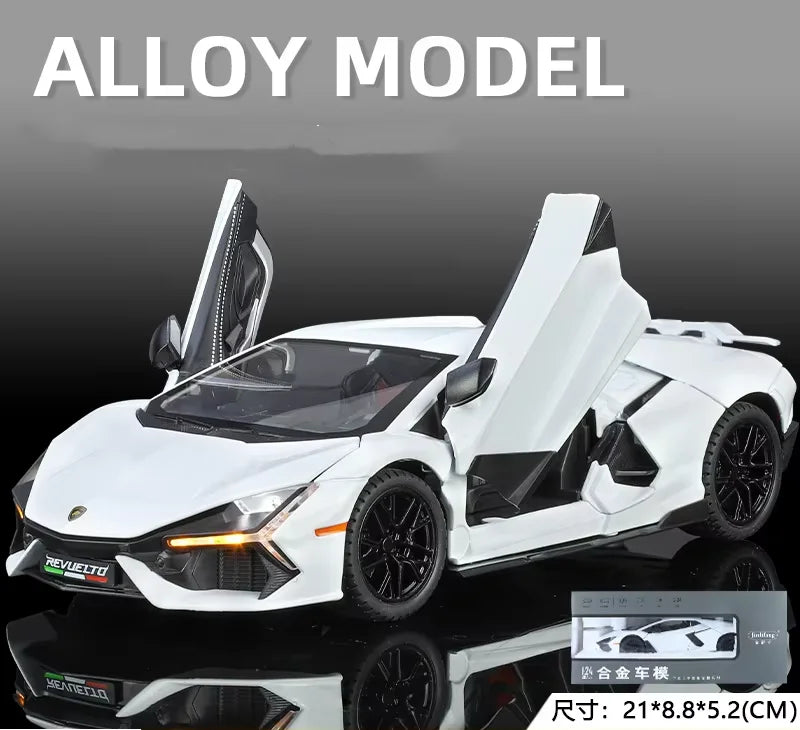 Modèle de supercar 1/24 avec son et lumière — collection miniature, cadeau d'anniversaire garçon